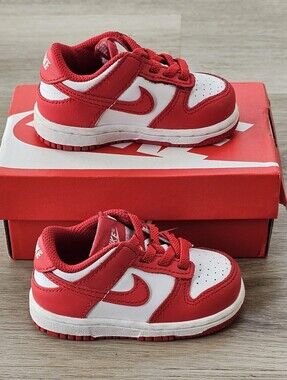 Nike Dunk Low Toddler University Red White Sneakers Size 5C With Box